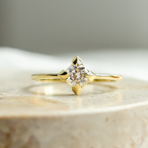 Gold engagement ring with moissanite JETT