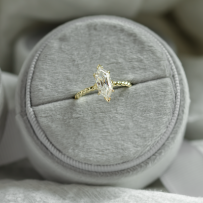 Gold ring with hexagon moissanite SALEM