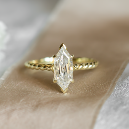 Gold ring with hexagon moissanite SALEM