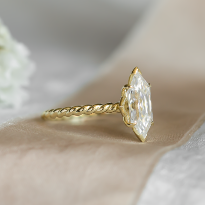 Gold ring with hexagon moissanite SALEM