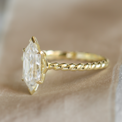 Gold ring with hexagon moissanite SALEM