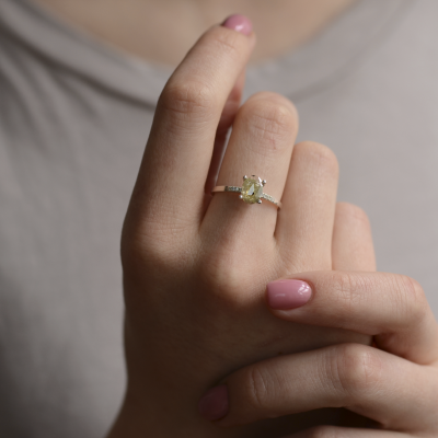 Zlatý zásnubní prsten se salt and pepper diamantem a postranními diamanty AILBHE