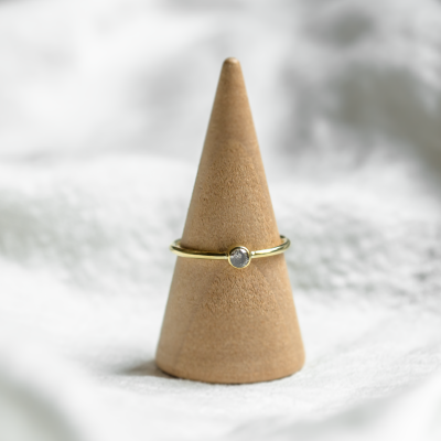 Minimalist engagement ring with salt and pepper diamond AINE