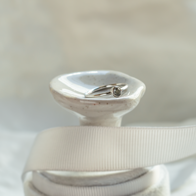 Minimalist engagement ring with salt and pepper diamond AINE