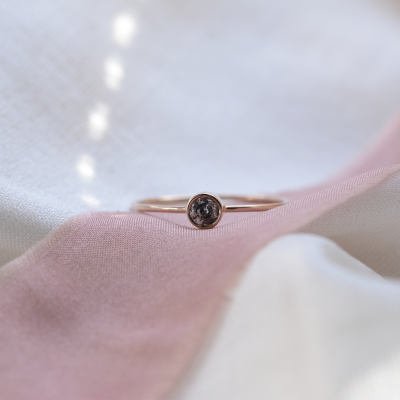Minimalist engagement ring with salt and pepper diamond AINE