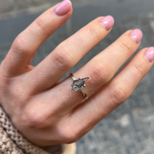 Rutilated quartz ring with diamonds EABHA