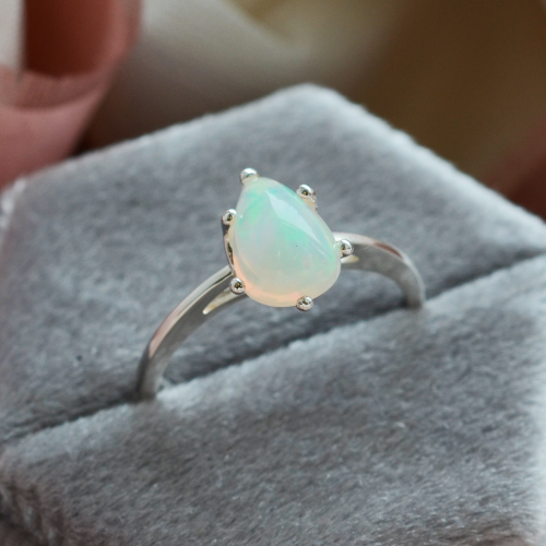 Pear white opal gold ring Eireann