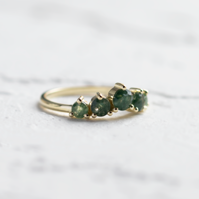 Eternity gold ring with moss agates OISIN
