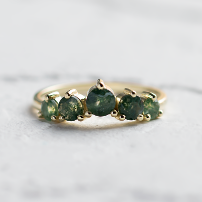 Eternity gold ring with moss agates OISIN