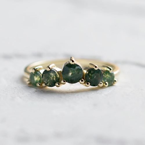 Eternity zlatý prsten s mechovými acháty OISIN