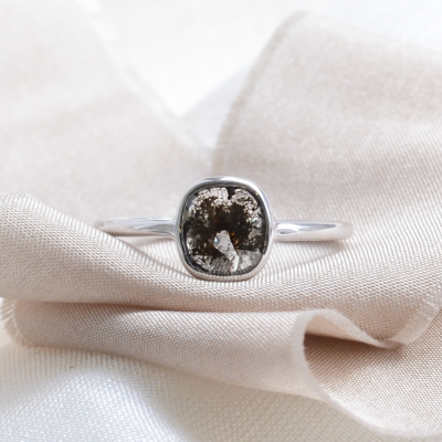 Minimalist bezel ring with salt and pepper diamond ORLAITH