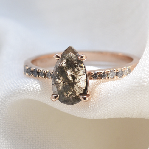 Vintage salt and pepper diamond engagement ring GRIONA