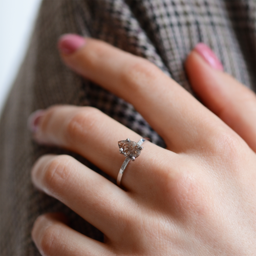 Gold ring with salt and pepper diamonds ROXANE
