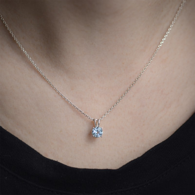 Minimalist gold necklace with aquamarine SINEAD