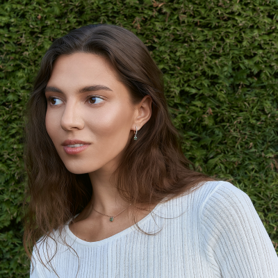 Zlatý přívěsek s round mechovým achátem SIOBHAN