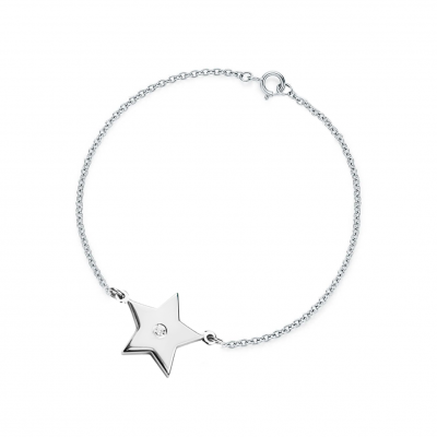 Stříbrný náramek ANITA s přívěskem ve tvaru hvězdy s diamantem
