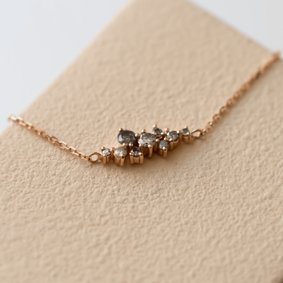 Gold bracelet with diamonds salt and pepper diamonds CLARE