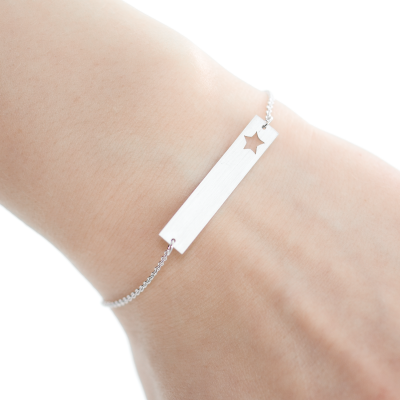 Silver bar bracelet with custom engraving REMA