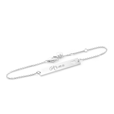 Minimalist silver bracelet with engraving and little heart Renma