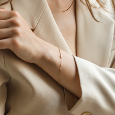 Minimalist bracelet with salt and pepper diamond TANYA