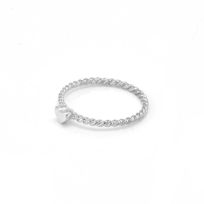 Simple silver ring with tiny heart LUSI