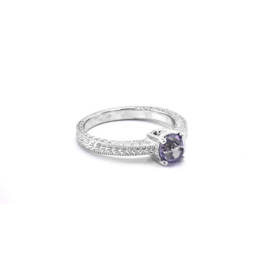 Original sterling silver rings with purple zircon or amethyst in Victorian style STAI