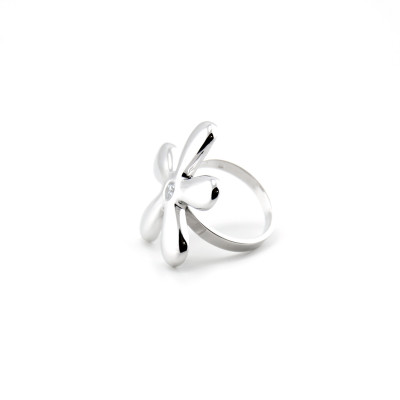 Nevšední stříbrný/zlatý květinový prsten s diamantem ALVDAL