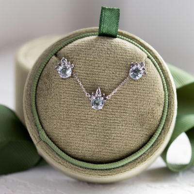 Set šperků s akvamaríny a salt and pepper diamanty BELLASIN