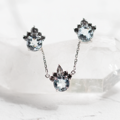 Set šperků s akvamaríny a salt and pepper diamanty BELLASIN