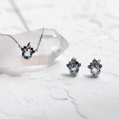 Set šperků s akvamaríny a salt and pepper diamanty BELLASIN