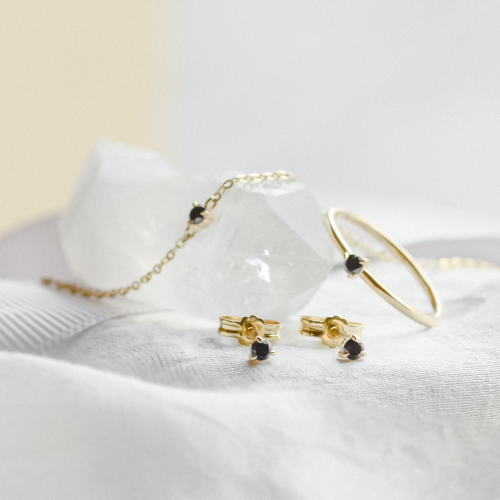 Minimalist jewelry collection with black diamond DUNCAN