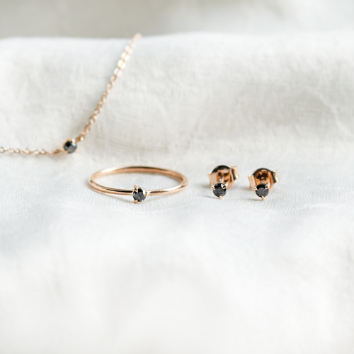 Minimalist jewelry collection with black diamond DUNCAN