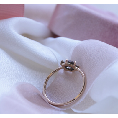 Gold ring with salt'n'pepper diamond ELLA