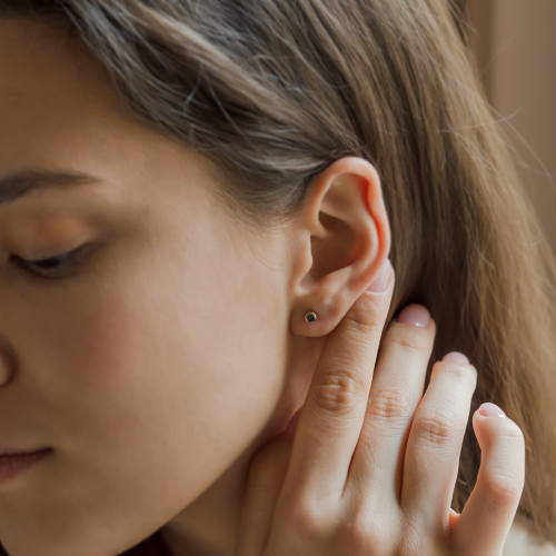 Minimalist salt and pepper diamond earrings ANISE