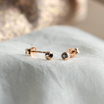 ANY Golden stud earrings with a black diamond