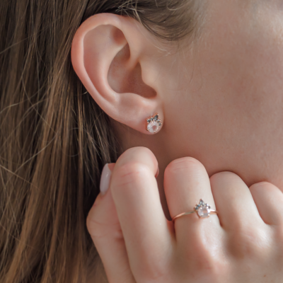 Earrings with morganite and salt and pepper diamonds BALLERINA