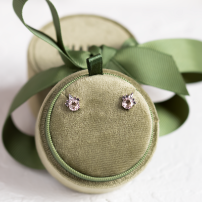 Earrings with morganite and salt and pepper diamonds BALLERINA