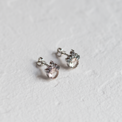Earrings with morganite and salt and pepper diamonds BALLERINA