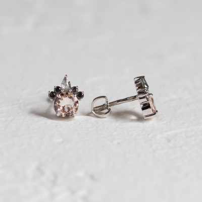 Earrings with morganite and salt and pepper diamonds BALLERINA