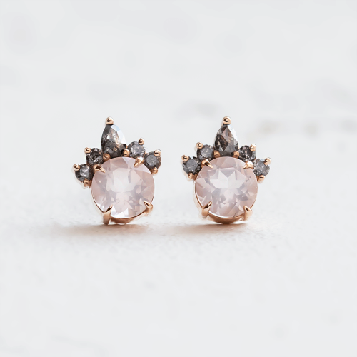 Náušnice s morganitem a salt and pepper diamanty BALLERINA