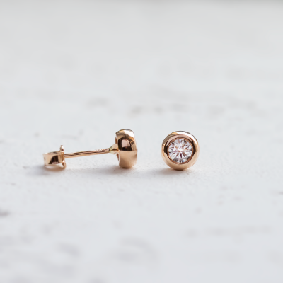 Gold earrings with diamonds in bezel style BECKY
