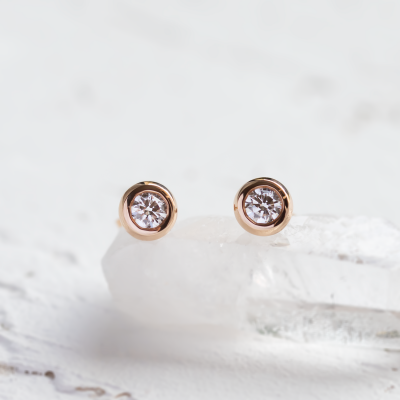 Gold earrings with diamonds in bezel style BECKY