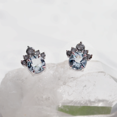Zlaté náušnice s akvamaríny a salt and pepper diamanty BELLA