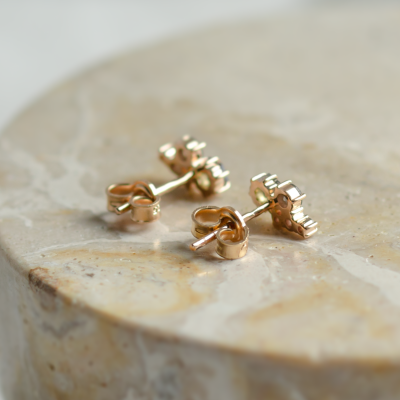 Gold cluster earrings with salt and pepper diamonds CALLA