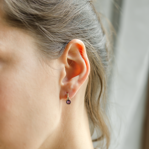 Amethyst and diamond gold earrings CALLIE