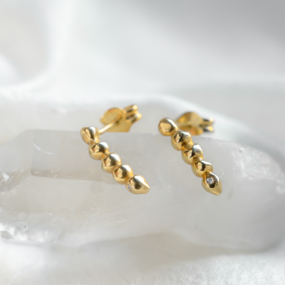 Minimalist gold diamond earrings CHANTAL