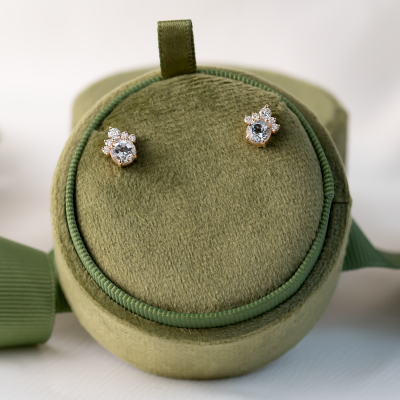 Gold earrings with aquamarines and diamonds DARIA