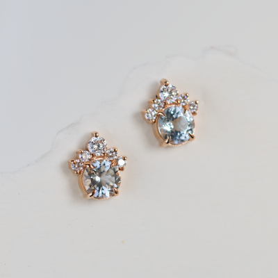 Gold earrings with aquamarines and diamonds DARIA