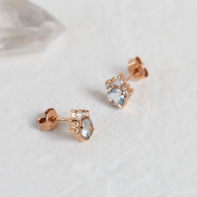 Gold earrings with aquamarines and diamonds DARIA