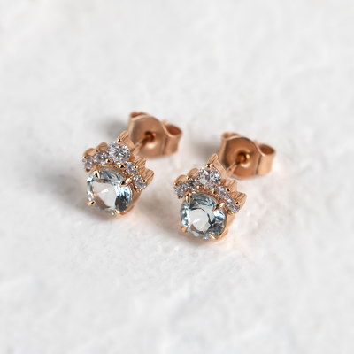 Gold earrings with aquamarines and diamonds DARIA